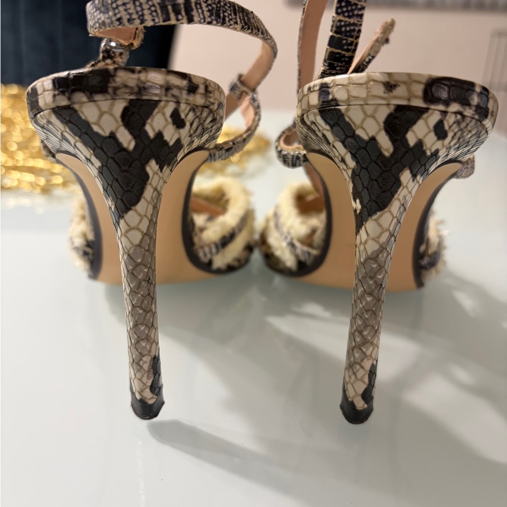 Zara Snakeskin Strappy Heels - Cream and Black - Picture 15 of 15